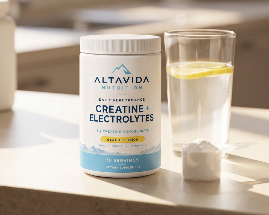 Person mixing AltaVida into a glass of water