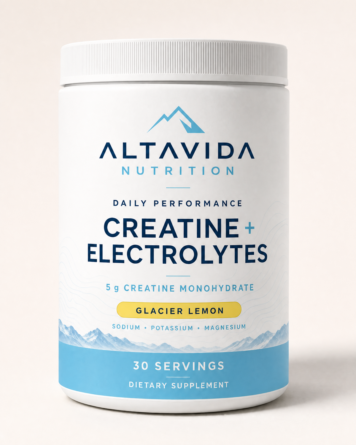 AltaVida Glacier Lemon tub with a water bottle on a bright kitchen counter